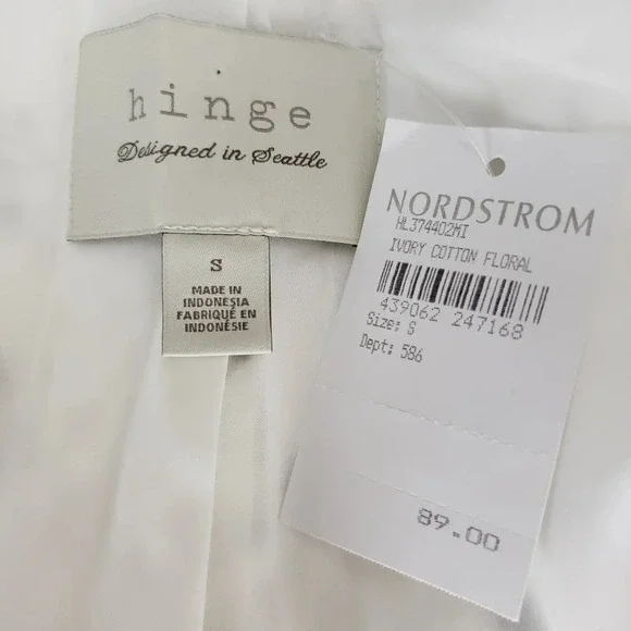 Hinge Blazer Ivory Cotton Floral Tie Long Sleeve Open Front Jacket - Picture 7 of 8